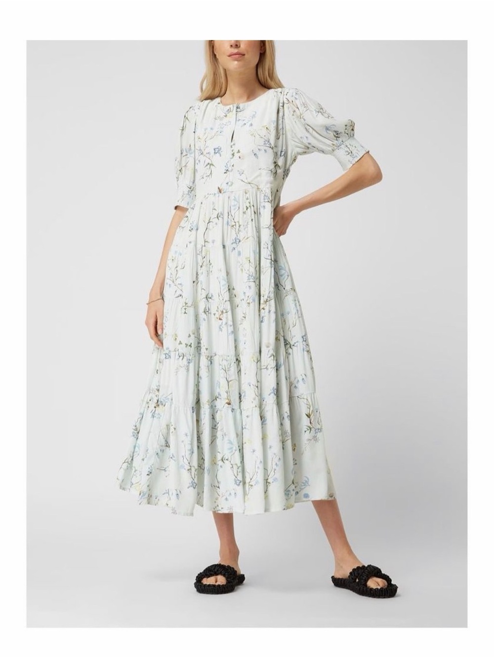 Scotch & Soda Light Blue Floral short sleeve tiered dress